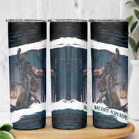 Merry Christmas Skinny Tumbler Krampus in The Woods - Dark Teal - Wonder Print Shop