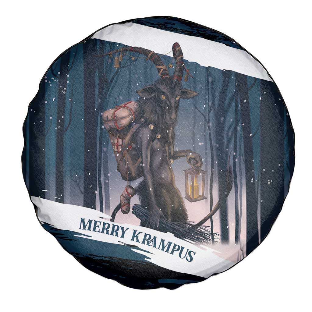 Merry Christmas Spare Tire Cover Krampus in The Woods - Dark Teal - Wonder Print Shop