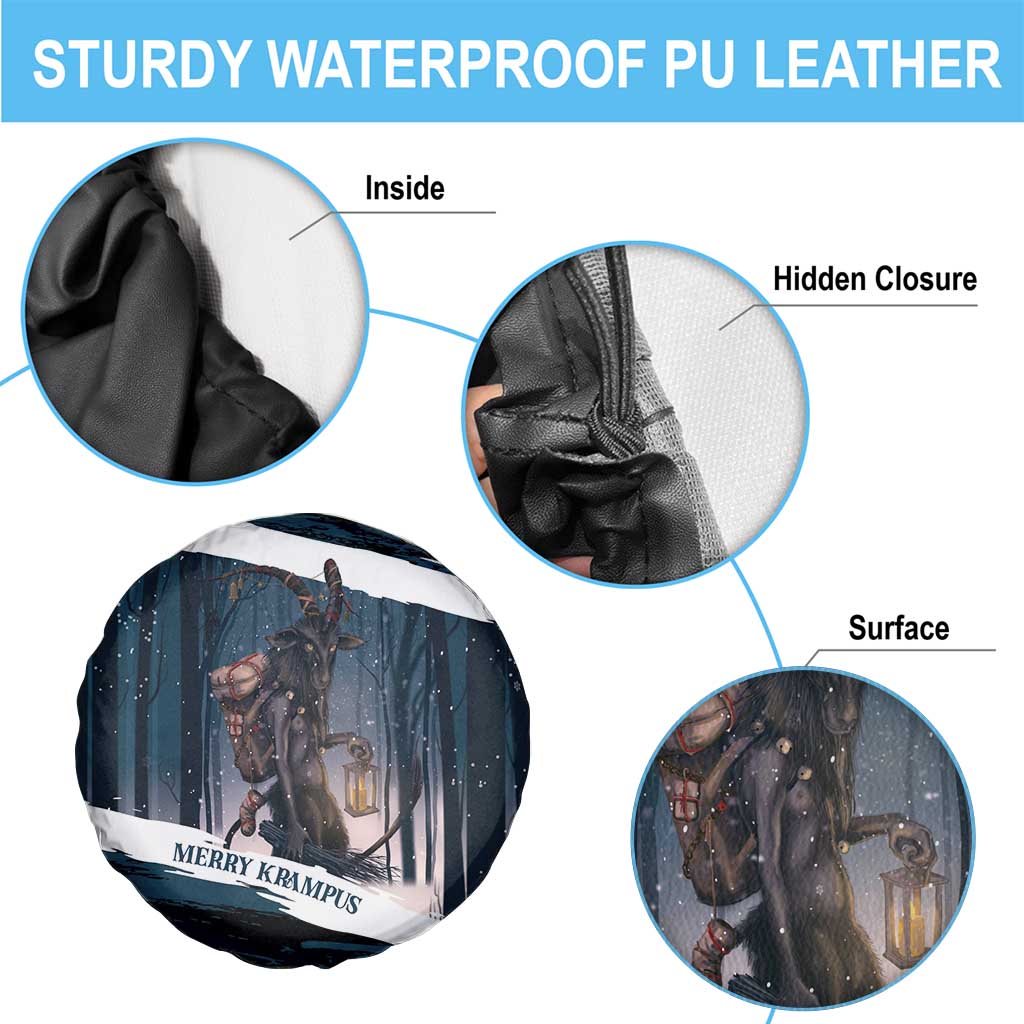 Merry Christmas Spare Tire Cover Krampus in The Woods - Dark Teal - Wonder Print Shop