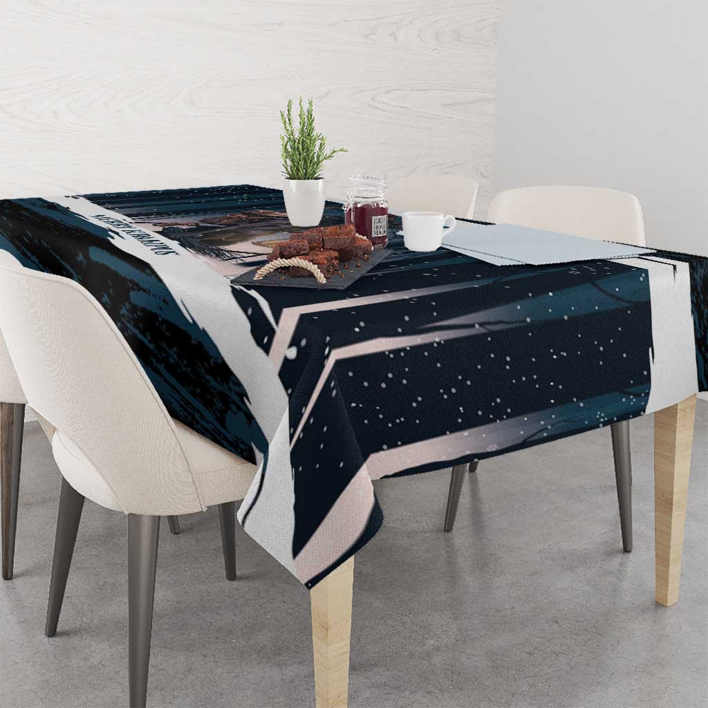 Merry Christmas Tablecloth Krampus in The Woods - Dark Teal - Wonder Print Shop