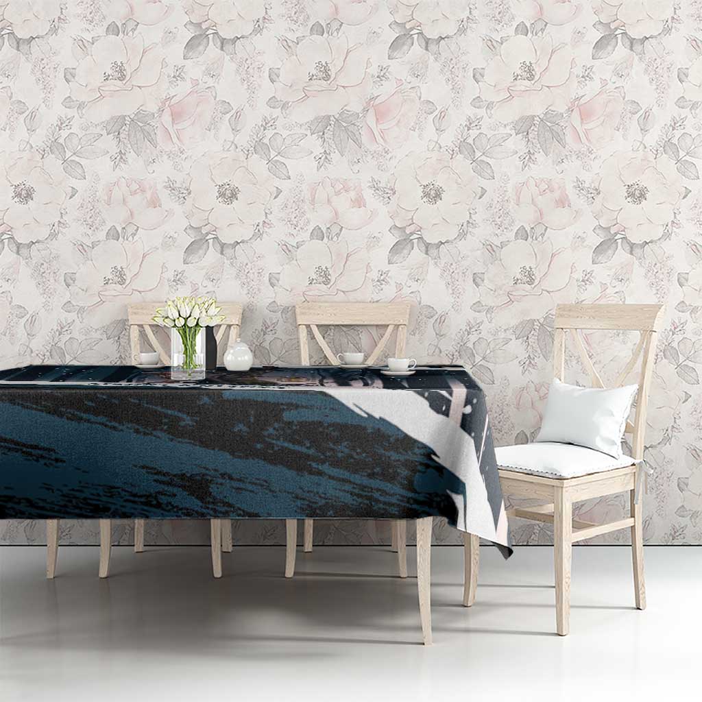 Merry Christmas Tablecloth Krampus in The Woods - Dark Teal - Wonder Print Shop