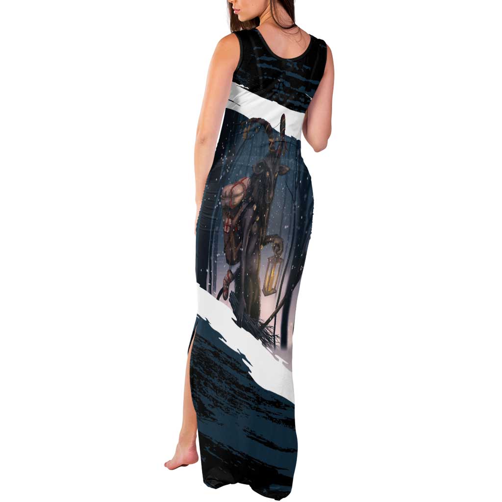 Merry Christmas Tank Maxi Dress Krampus in The Woods - Dark Teal - Wonder Print Shop