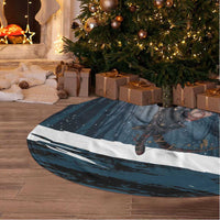 Merry Christmas Tree Skirt Krampus in The Woods - Dark Teal - Wonder Print Shop