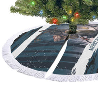 Merry Christmas Tree Skirt Krampus in The Woods - Dark Teal - Wonder Print Shop