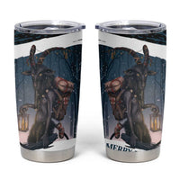 Merry Christmas Tumbler Cup Krampus in The Woods - Dark Teal - Wonder Print Shop