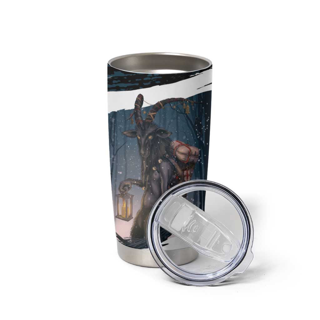 Merry Christmas Tumbler Cup Krampus in The Woods - Dark Teal - Wonder Print Shop