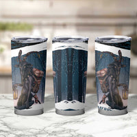 Merry Christmas Tumbler Cup Krampus in The Woods - Dark Teal - Wonder Print Shop