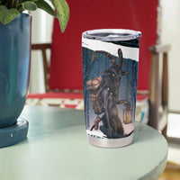 Merry Christmas Tumbler Cup Krampus in The Woods - Dark Teal - Wonder Print Shop