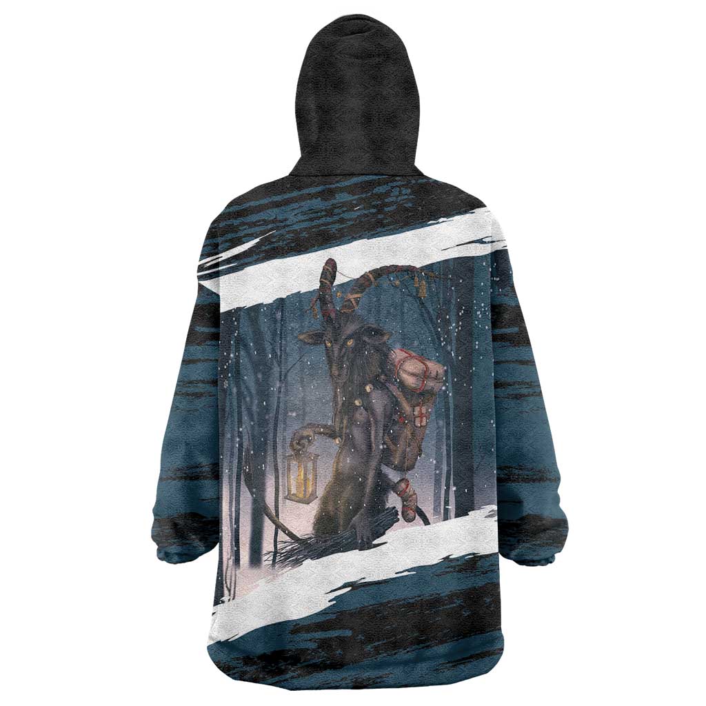 Merry Christmas Wearable Blanket Hoodie Krampus in The Woods - Dark Teal - Wonder Print Shop