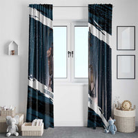 Merry Christmas Window Curtain Krampus in The Woods - Dark Teal - Wonder Print Shop