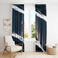 Merry Christmas Window Curtain Krampus in The Woods - Dark Teal - Wonder Print Shop