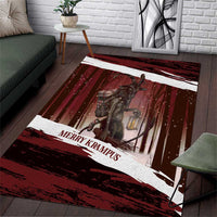Merry Christmas Area Rug Krampus in The Woods - Red LT7 - Wonder Print Shop