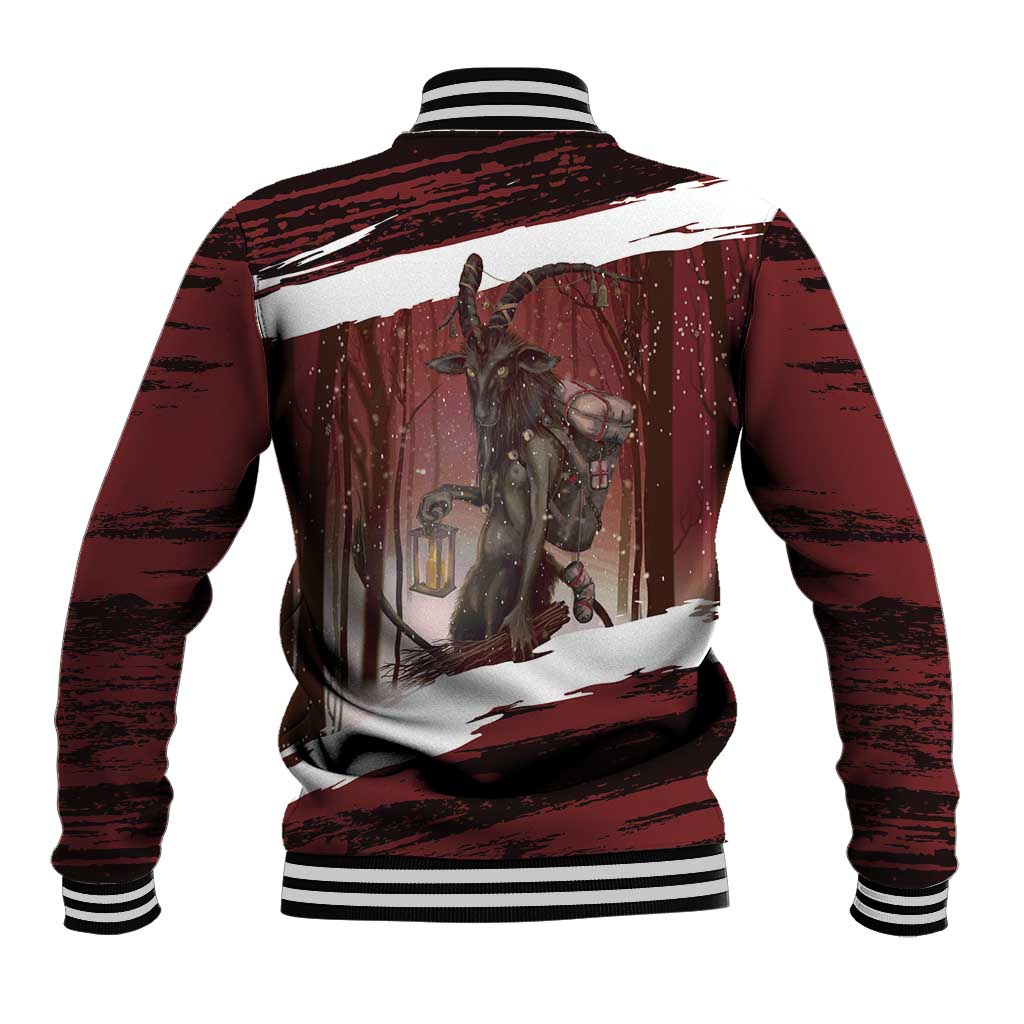 Merry Christmas Baseball Jacket Krampus in The Woods - Red LT7 - Wonder Print Shop