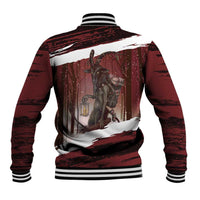 Merry Christmas Baseball Jacket Krampus in The Woods - Red LT7 - Wonder Print Shop