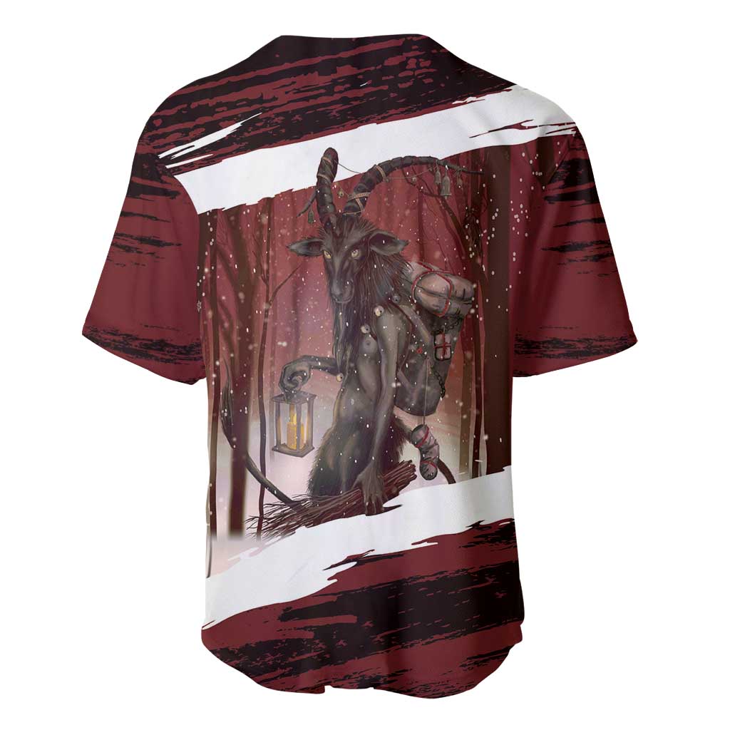 Merry Christmas Baseball Jersey Krampus in The Woods - Red LT7 - Wonder Print Shop