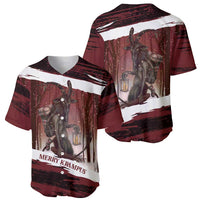 Merry Christmas Baseball Jersey Krampus in The Woods - Red LT7 - Wonder Print Shop