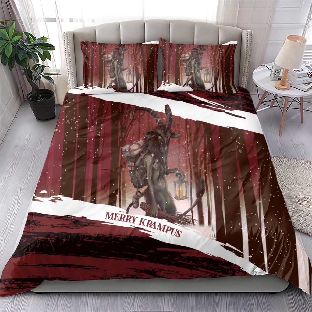 Merry Christmas Bedding Set Krampus in The Woods - Red LT7 - Wonder Print Shop