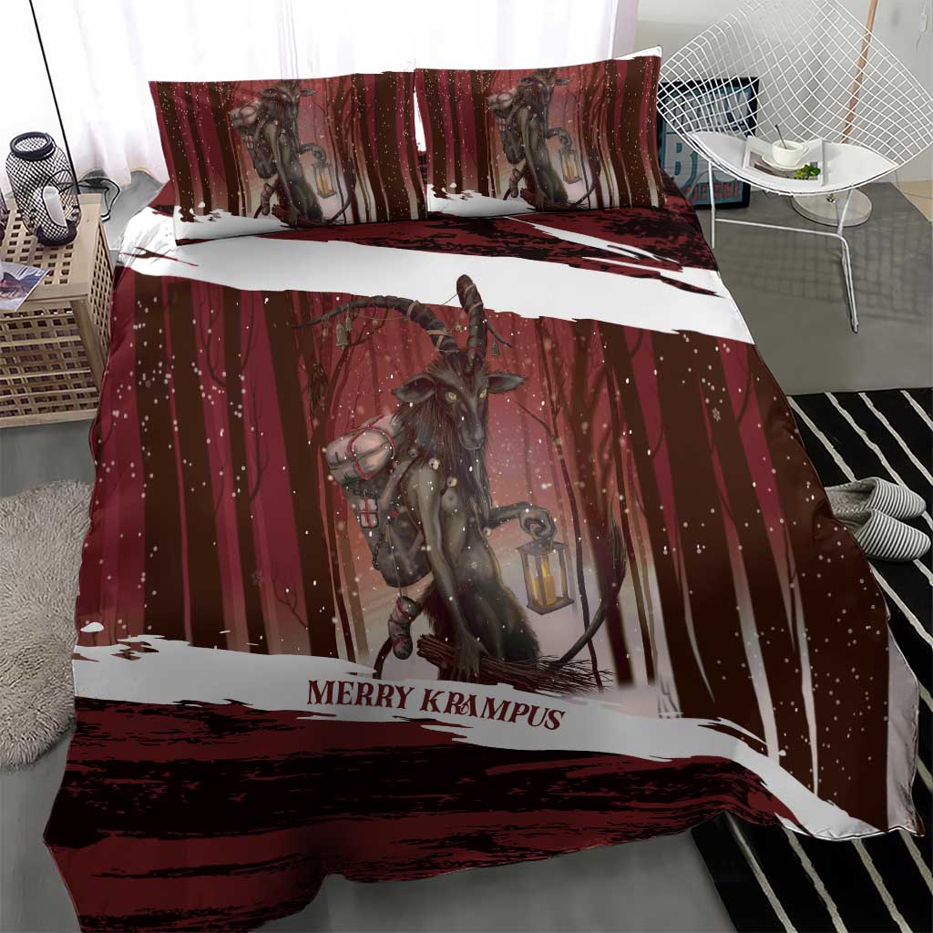 Merry Christmas Bedding Set Krampus in The Woods - Red LT7 - Wonder Print Shop
