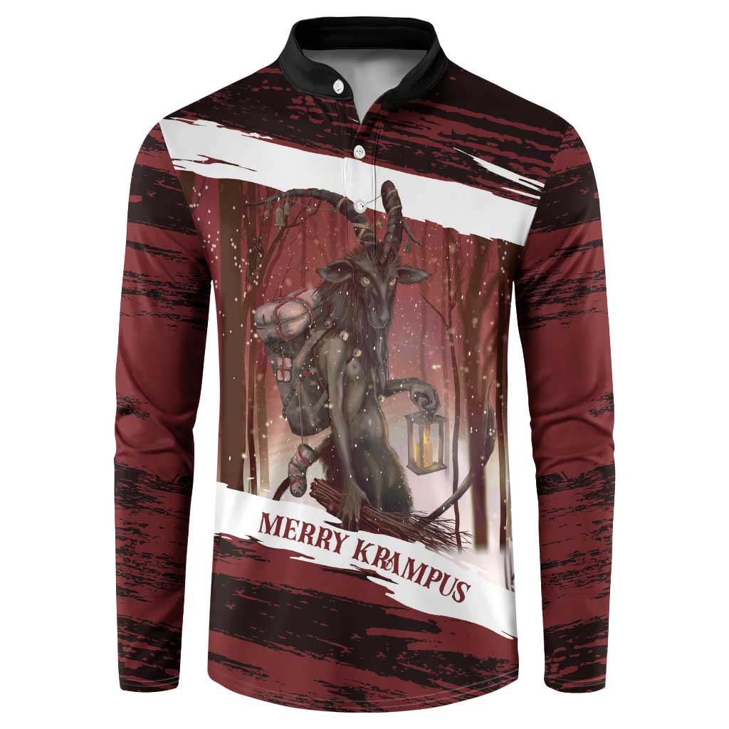 Merry Christmas Button Sweatshirt Krampus in The Woods - Red LT7 - Wonder Print Shop