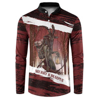 Merry Christmas Button Sweatshirt Krampus in The Woods - Red LT7 - Wonder Print Shop