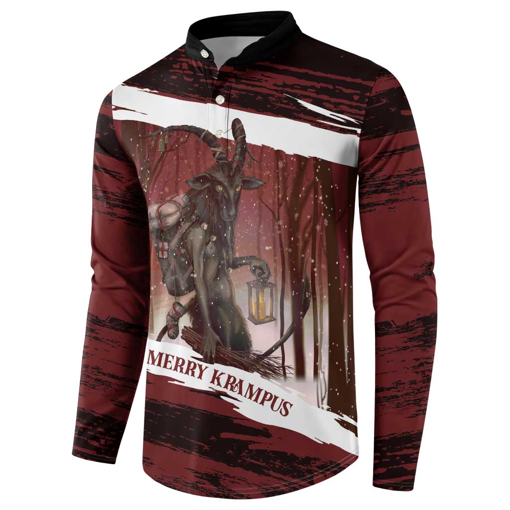 Merry Christmas Button Sweatshirt Krampus in The Woods - Red LT7 - Wonder Print Shop