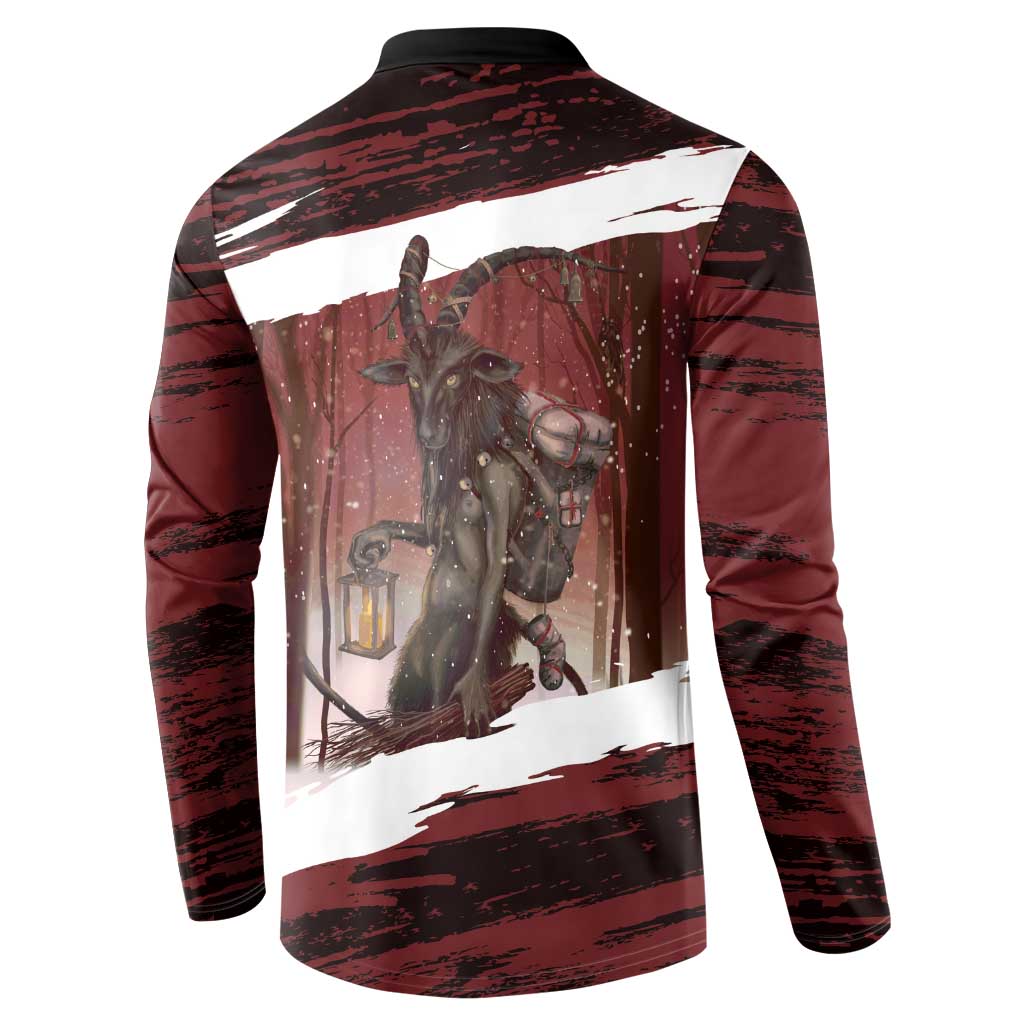Merry Christmas Button Sweatshirt Krampus in The Woods - Red LT7 - Wonder Print Shop