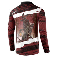 Merry Christmas Button Sweatshirt Krampus in The Woods - Red LT7 - Wonder Print Shop