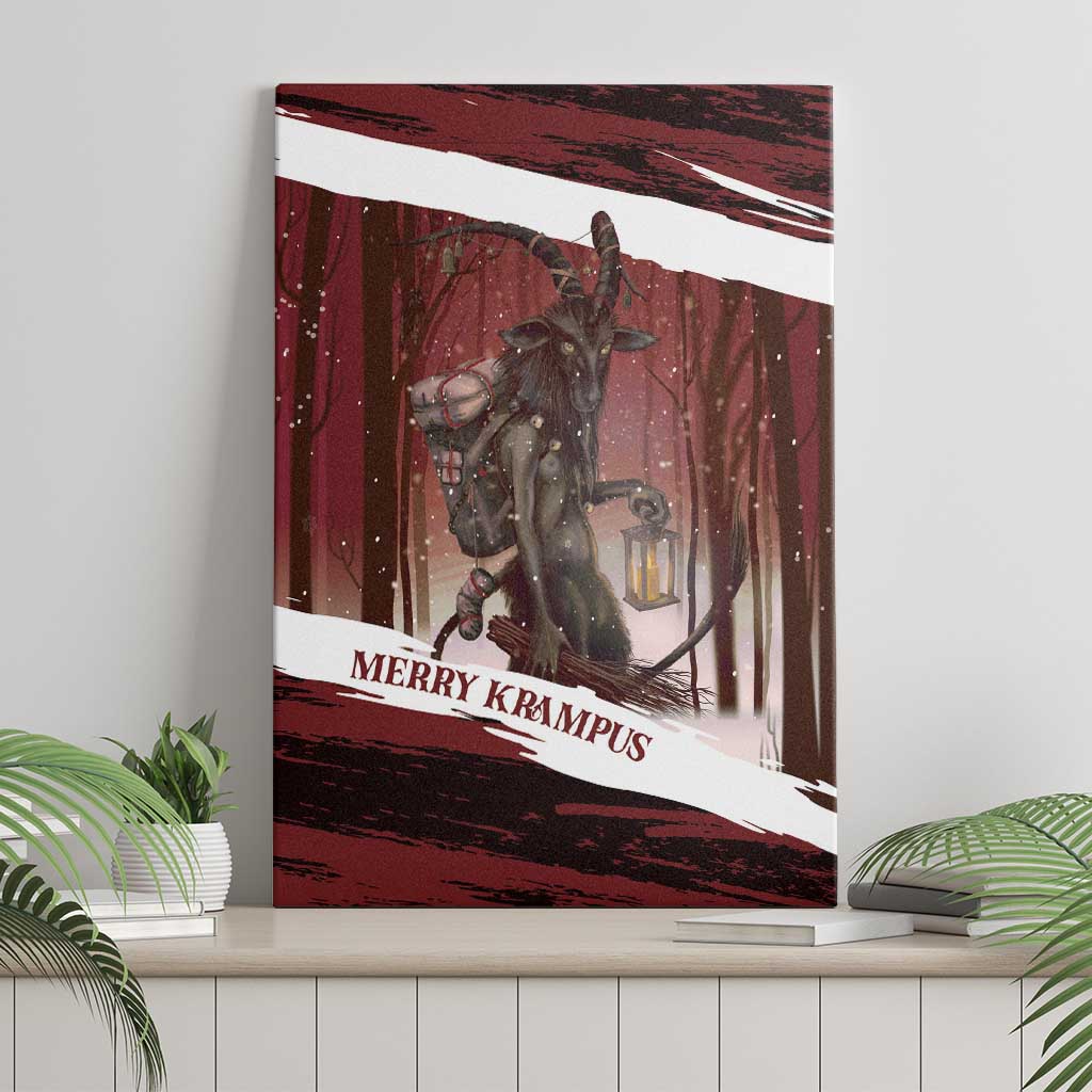 Merry Christmas Canvas Wall Art Krampus in The Woods - Red LT7 - Wonder Print Shop