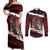 Merry Christmas Couples Matching Off Shoulder Maxi Dress and Long Sleeve Button Shirt Krampus in The Woods - Red LT7 - Wonder Print Shop