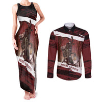 Merry Christmas Couples Matching Tank Maxi Dress and Long Sleeve Button Shirt Krampus in The Woods - Red LT7 - Wonder Print Shop