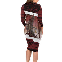 Merry Christmas Family Matching Long Sleeve Bodycon Dress and Hawaiian Shirt Krampus in The Woods - Red LT7 - Wonder Print Shop