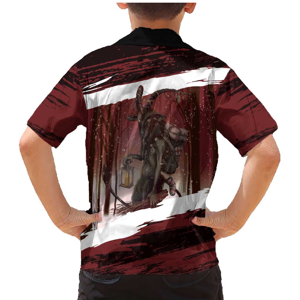 Merry Christmas Family Matching Mermaid Dress and Hawaiian Shirt Krampus in The Woods - Red LT7 - Wonder Print Shop