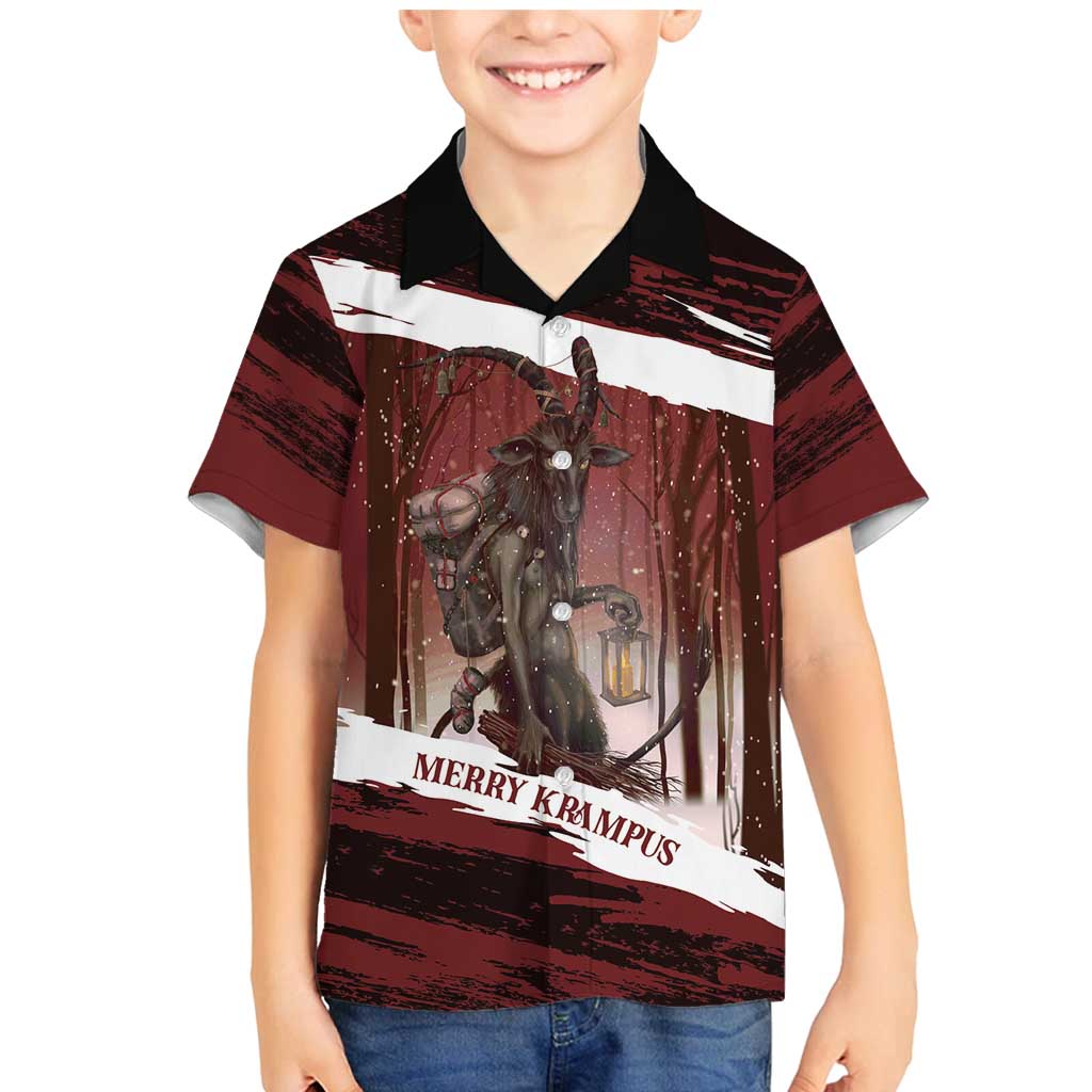 Merry Christmas Family Matching Mermaid Dress and Hawaiian Shirt Krampus in The Woods - Red LT7 - Wonder Print Shop