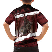 Merry Christmas Family Matching Off Shoulder Short Dress and Hawaiian Shirt Krampus in The Woods - Red LT7 - Wonder Print Shop