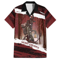 Merry Christmas Family Matching Short Sleeve Bodycon Dress and Hawaiian Shirt Krampus in The Woods - Red - Wonder Print Shop