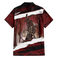 Merry Christmas Family Matching Short Sleeve Bodycon Dress and Hawaiian Shirt Krampus in The Woods - Red - Wonder Print Shop
