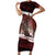 Merry Christmas Family Matching Short Sleeve Bodycon Dress and Hawaiian Shirt Krampus in The Woods - Red - Wonder Print Shop