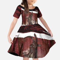 Merry Christmas Family Matching Summer Maxi Dress and Hawaiian Shirt Krampus in The Woods - Red - Wonder Print Shop