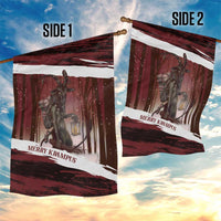 Merry Christmas Garden Flag Krampus in The Woods - Red - Wonder Print Shop