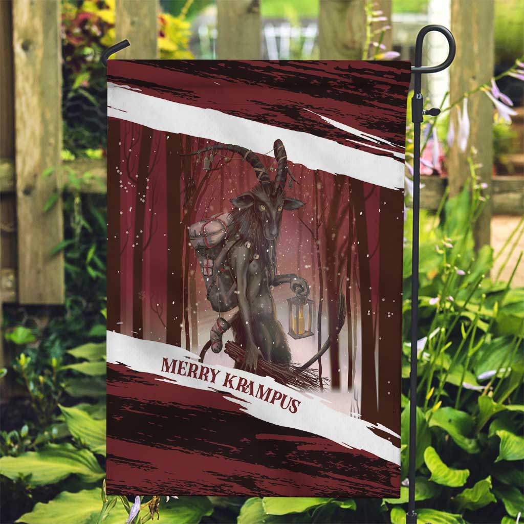 Merry Christmas Garden Flag Krampus in The Woods - Red - Wonder Print Shop