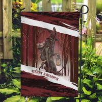Merry Christmas Garden Flag Krampus in The Woods - Red - Wonder Print Shop
