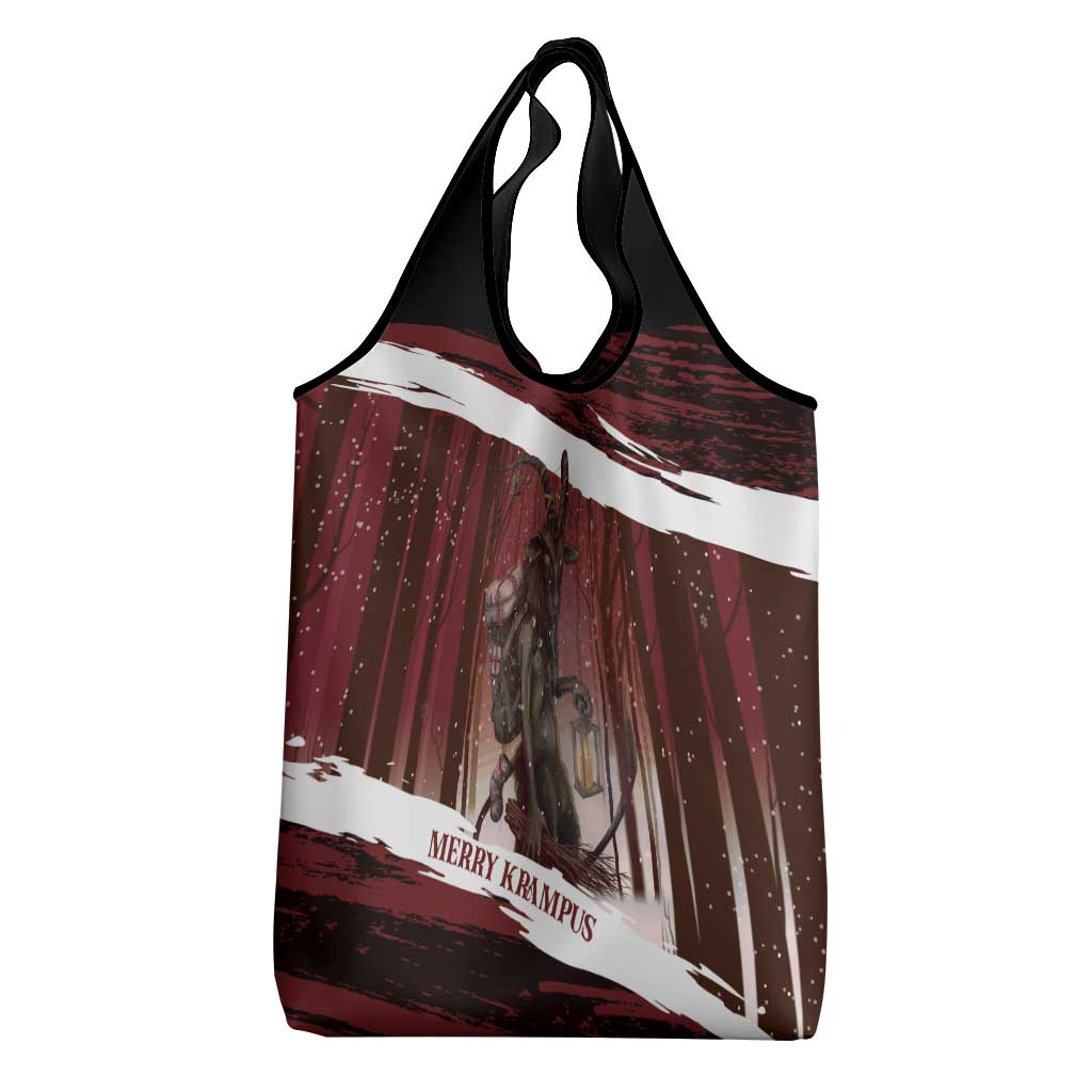 Merry Christmas Grocery Bag Krampus in The Woods - Red