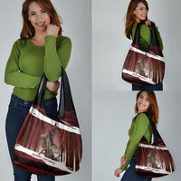 Merry Christmas Grocery Bag Krampus in The Woods - Red