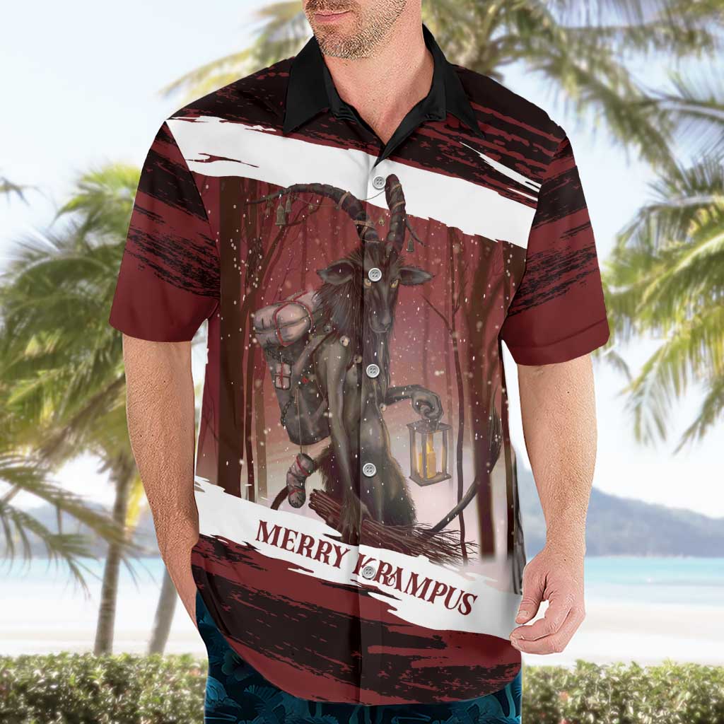 Merry Christmas Hawaiian Shirt Krampus in The Woods - Red - Wonder Print Shop