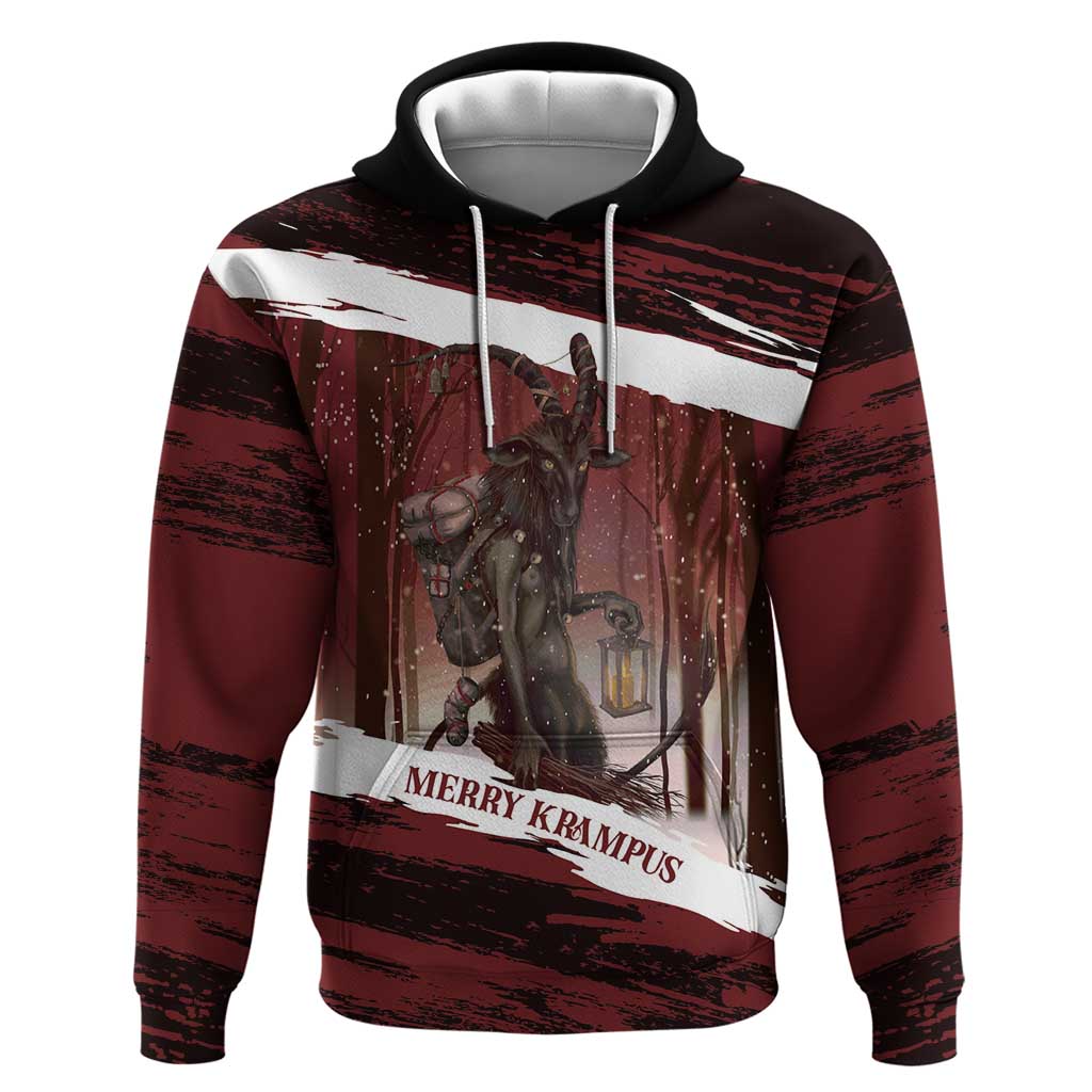 Merry Christmas Hoodie Krampus in The Woods - Red - Wonder Print Shop