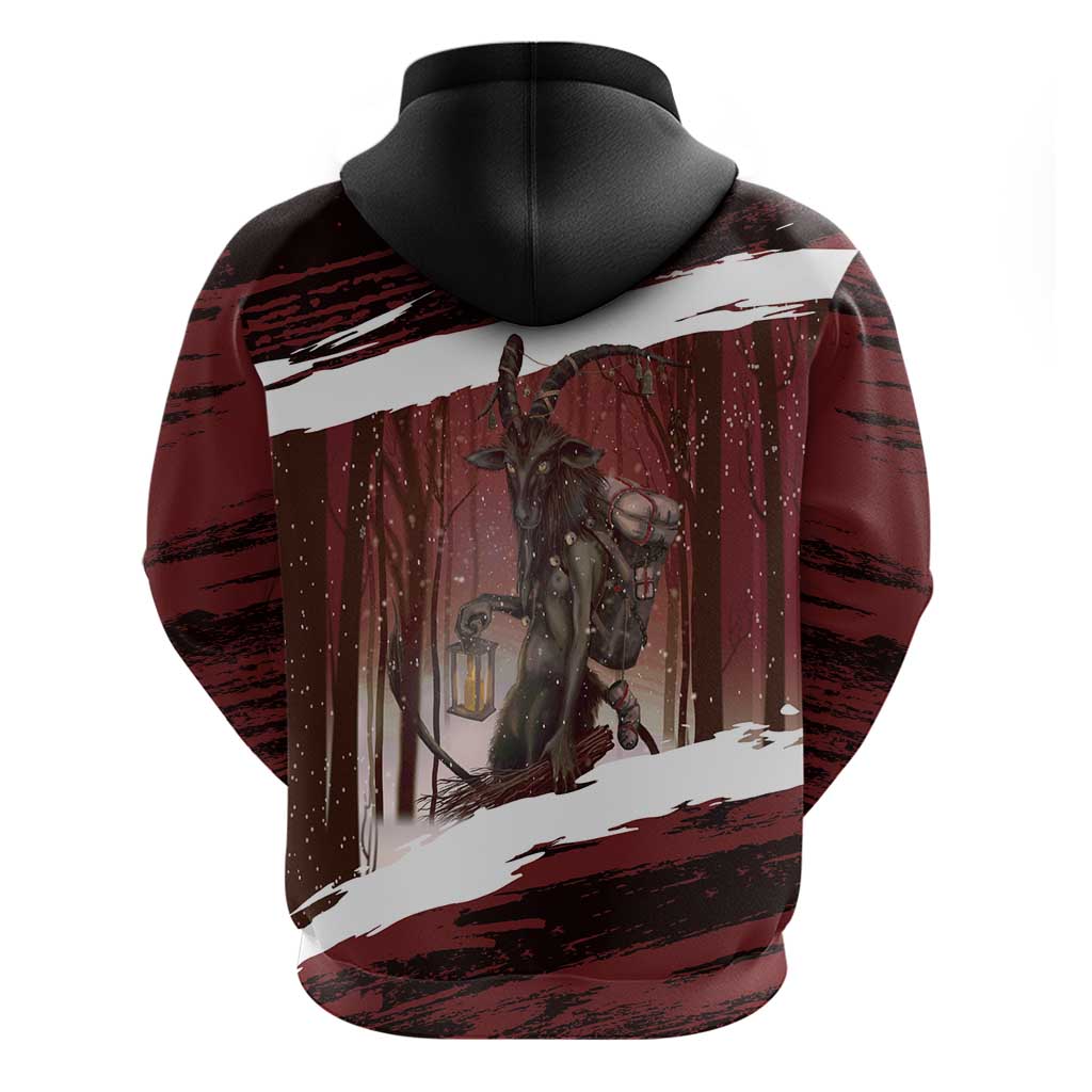 Merry Christmas Hoodie Krampus in The Woods - Red - Wonder Print Shop