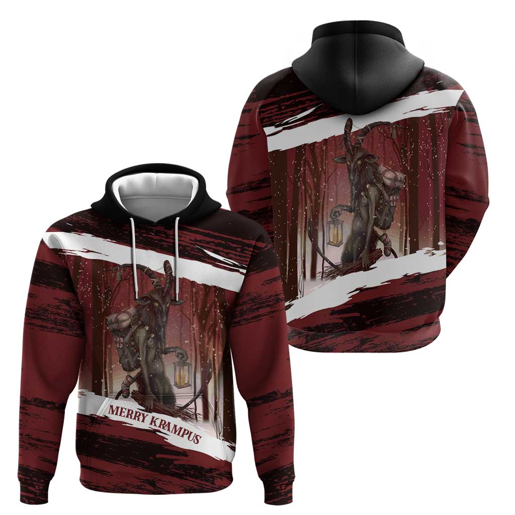 Merry Christmas Hoodie Krampus in The Woods - Red - Wonder Print Shop