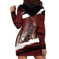 Merry Christmas Hoodie Dress Krampus in The Woods - Red - Wonder Print Shop