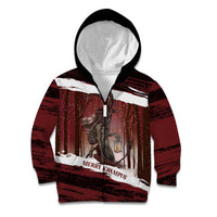 Merry Christmas Kid Hoodie Krampus in The Woods - Red - Wonder Print Shop