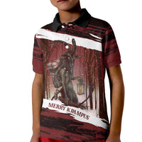 Merry Christmas Kid Polo Shirt Krampus in The Woods - Red - Wonder Print Shop